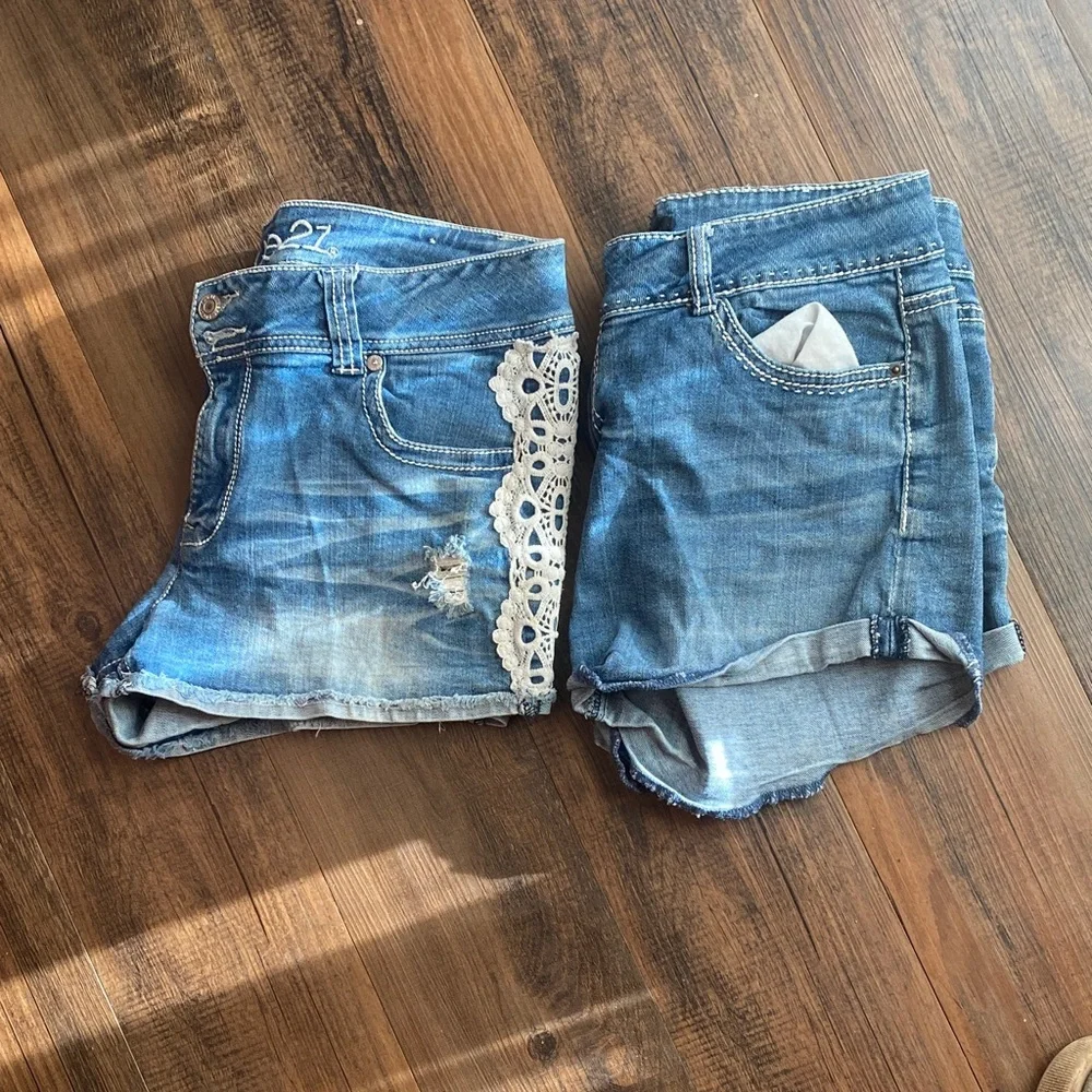 Bundle Rue21 Distressed Blue Jean Shorts with Lace Accents